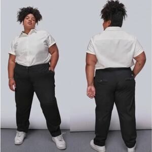 WILDFANG | Black The Essential Trouser Tapered Leg Cotton Chino | Size 16